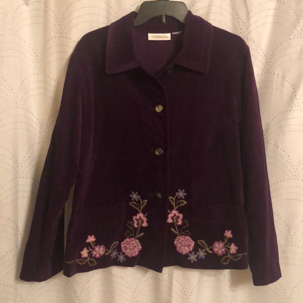 Purple Embroidered Fall Jacket